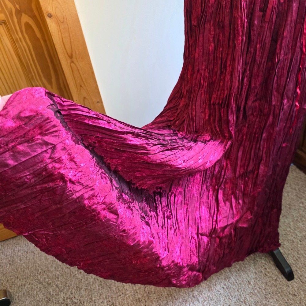 Velvet Maxi Dress Red Broomstick Crinkle Large Witchy Vamp Goth Renaissance - Picture 4 of 7